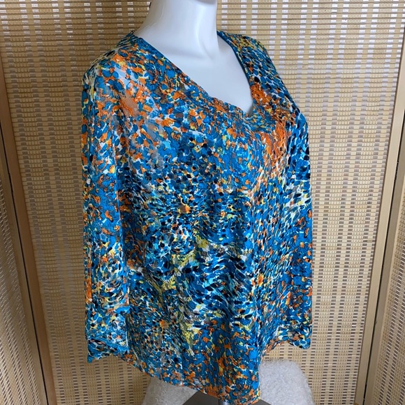 🔷Drapers & Damons Vibrant Colored Flutter 3/4 Sleeve Top Size 1X - Picture 4 of 6